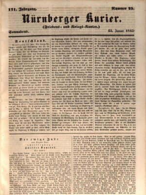 Nürnberger Kurier (Nürnberger Friedens- und Kriegs-Kurier) Samstag 25. Januar 1845