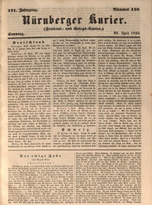 Nürnberger Kurier (Nürnberger Friedens- und Kriegs-Kurier) Sonntag 20. April 1845