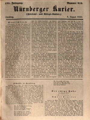Nürnberger Kurier (Nürnberger Friedens- und Kriegs-Kurier) Freitag 1. August 1845