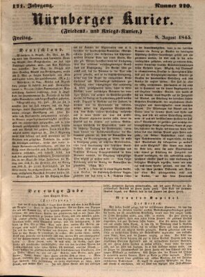 Nürnberger Kurier (Nürnberger Friedens- und Kriegs-Kurier) Freitag 8. August 1845