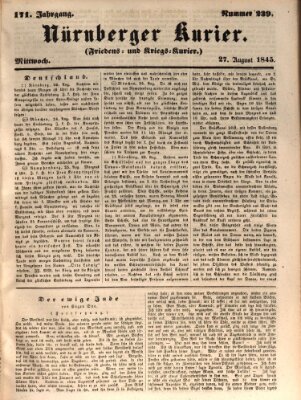 Nürnberger Kurier (Nürnberger Friedens- und Kriegs-Kurier) Mittwoch 27. August 1845