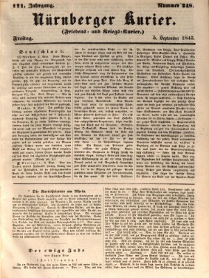Nürnberger Kurier (Nürnberger Friedens- und Kriegs-Kurier) Freitag 5. September 1845