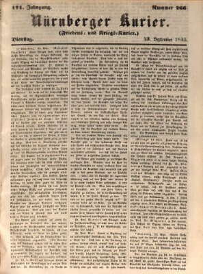 Nürnberger Kurier (Nürnberger Friedens- und Kriegs-Kurier) Dienstag 23. September 1845