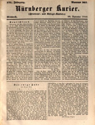 Nürnberger Kurier (Nürnberger Friedens- und Kriegs-Kurier) Mittwoch 24. September 1845