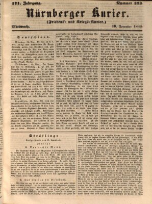 Nürnberger Kurier (Nürnberger Friedens- und Kriegs-Kurier) Dienstag 18. November 1845