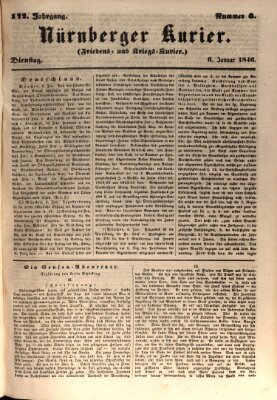 Nürnberger Kurier (Nürnberger Friedens- und Kriegs-Kurier) Dienstag 6. Januar 1846