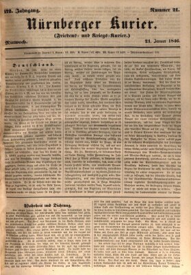 Nürnberger Kurier (Nürnberger Friedens- und Kriegs-Kurier) Mittwoch 21. Januar 1846