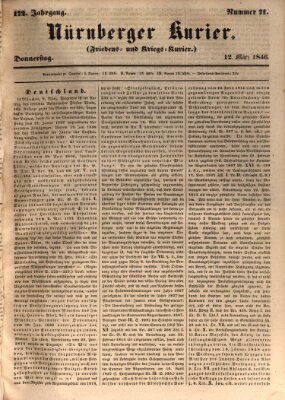 Nürnberger Kurier (Nürnberger Friedens- und Kriegs-Kurier) Donnerstag 12. März 1846