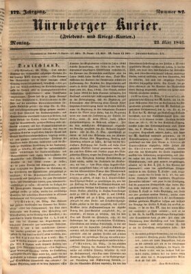 Nürnberger Kurier (Nürnberger Friedens- und Kriegs-Kurier) Montag 23. März 1846