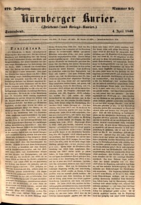 Nürnberger Kurier (Nürnberger Friedens- und Kriegs-Kurier) Samstag 4. April 1846