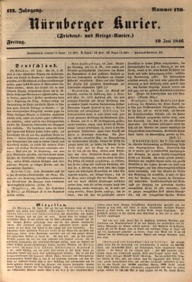 Nürnberger Kurier (Nürnberger Friedens- und Kriegs-Kurier) Freitag 19. Juni 1846