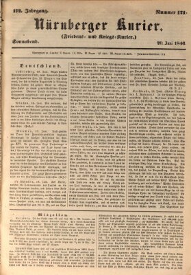 Nürnberger Kurier (Nürnberger Friedens- und Kriegs-Kurier) Samstag 20. Juni 1846