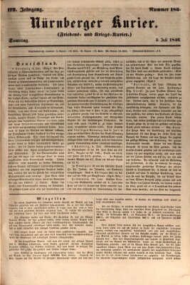 Nürnberger Kurier (Nürnberger Friedens- und Kriegs-Kurier) Sonntag 5. Juli 1846
