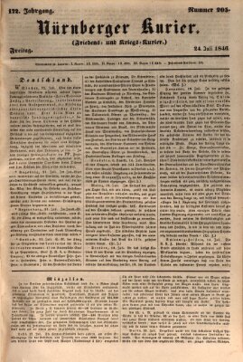 Nürnberger Kurier (Nürnberger Friedens- und Kriegs-Kurier) Freitag 24. Juli 1846
