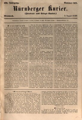 Nürnberger Kurier (Nürnberger Friedens- und Kriegs-Kurier) Mittwoch 5. August 1846
