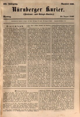 Nürnberger Kurier (Nürnberger Friedens- und Kriegs-Kurier) Montag 24. August 1846