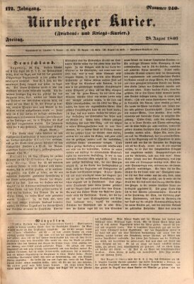 Nürnberger Kurier (Nürnberger Friedens- und Kriegs-Kurier) Freitag 28. August 1846