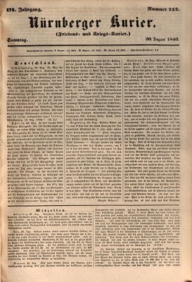 Nürnberger Kurier (Nürnberger Friedens- und Kriegs-Kurier) Sonntag 30. August 1846