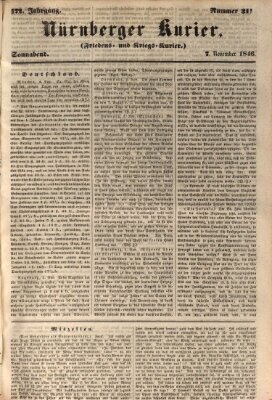 Nürnberger Kurier (Nürnberger Friedens- und Kriegs-Kurier) Samstag 7. November 1846