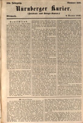 Nürnberger Kurier (Nürnberger Friedens- und Kriegs-Kurier) Mittwoch 9. Dezember 1846