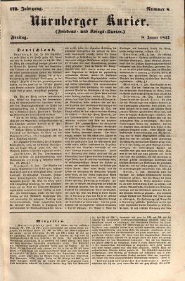 Nürnberger Kurier (Nürnberger Friedens- und Kriegs-Kurier) Freitag 8. Januar 1847