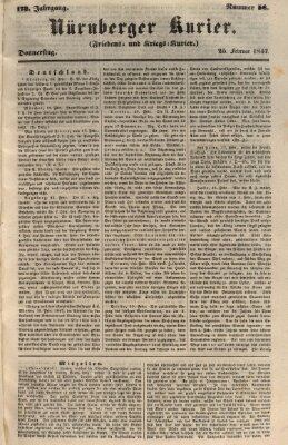 Nürnberger Kurier (Nürnberger Friedens- und Kriegs-Kurier) Donnerstag 25. Februar 1847