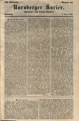 Nürnberger Kurier (Nürnberger Friedens- und Kriegs-Kurier) Sonntag 4. April 1847