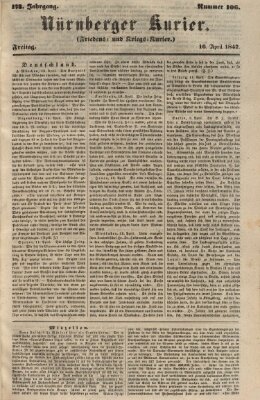 Nürnberger Kurier (Nürnberger Friedens- und Kriegs-Kurier) Freitag 16. April 1847
