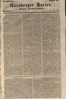 Nürnberger Kurier (Nürnberger Friedens- und Kriegs-Kurier) Samstag 17. April 1847