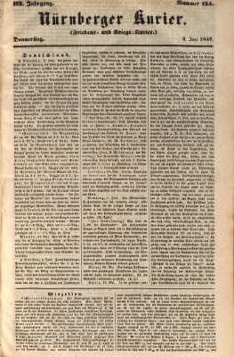 Nürnberger Kurier (Nürnberger Friedens- und Kriegs-Kurier) Donnerstag 3. Juni 1847