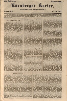 Nürnberger Kurier (Nürnberger Friedens- und Kriegs-Kurier) Donnerstag 17. Juni 1847