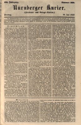 Nürnberger Kurier (Nürnberger Friedens- und Kriegs-Kurier) Freitag 18. Juni 1847