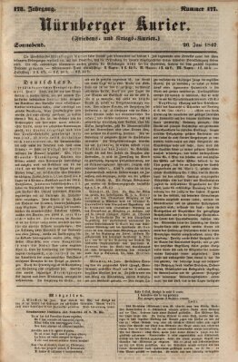 Nürnberger Kurier (Nürnberger Friedens- und Kriegs-Kurier) Samstag 26. Juni 1847