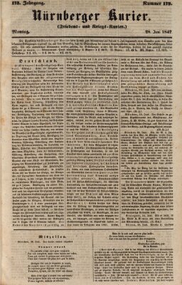 Nürnberger Kurier (Nürnberger Friedens- und Kriegs-Kurier) Montag 28. Juni 1847