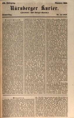 Nürnberger Kurier (Nürnberger Friedens- und Kriegs-Kurier) Donnerstag 22. Juli 1847