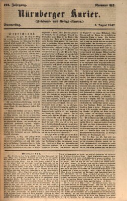 Nürnberger Kurier (Nürnberger Friedens- und Kriegs-Kurier) Donnerstag 5. August 1847
