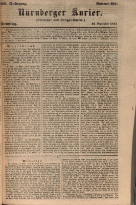 Nürnberger Kurier (Nürnberger Friedens- und Kriegs-Kurier) Sonntag 12. September 1847