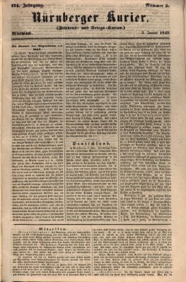 Nürnberger Kurier (Nürnberger Friedens- und Kriegs-Kurier) Mittwoch 5. Januar 1848