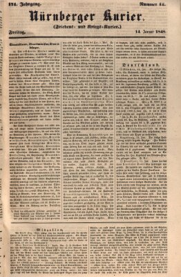 Nürnberger Kurier (Nürnberger Friedens- und Kriegs-Kurier) Freitag 14. Januar 1848