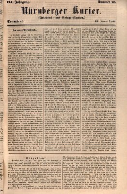 Nürnberger Kurier (Nürnberger Friedens- und Kriegs-Kurier) Samstag 22. Januar 1848