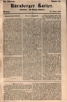 Nürnberger Kurier (Nürnberger Friedens- und Kriegs-Kurier) Montag 31. Januar 1848