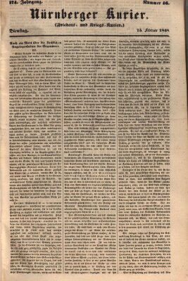 Nürnberger Kurier (Nürnberger Friedens- und Kriegs-Kurier) Dienstag 15. Februar 1848
