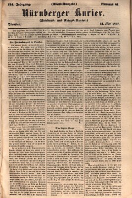 Nürnberger Kurier (Nürnberger Friedens- und Kriegs-Kurier) Dienstag 21. März 1848