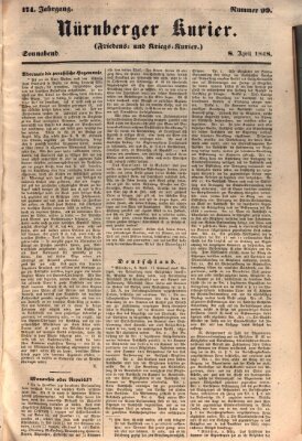 Nürnberger Kurier (Nürnberger Friedens- und Kriegs-Kurier) Samstag 8. April 1848