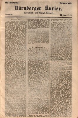 Nürnberger Kurier (Nürnberger Friedens- und Kriegs-Kurier) Sonntag 18. Juni 1848