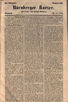 Nürnberger Kurier (Nürnberger Friedens- und Kriegs-Kurier) Mittwoch 21. Juni 1848