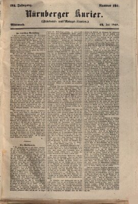 Nürnberger Kurier (Nürnberger Friedens- und Kriegs-Kurier) Mittwoch 12. Juli 1848