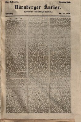 Nürnberger Kurier (Nürnberger Friedens- und Kriegs-Kurier) Dienstag 18. Juli 1848