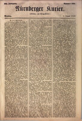 Nürnberger Kurier (Nürnberger Friedens- und Kriegs-Kurier) Montag 7. August 1848