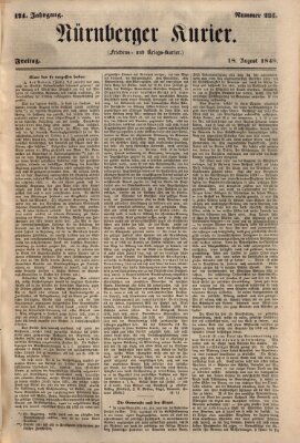 Nürnberger Kurier (Nürnberger Friedens- und Kriegs-Kurier) Freitag 18. August 1848